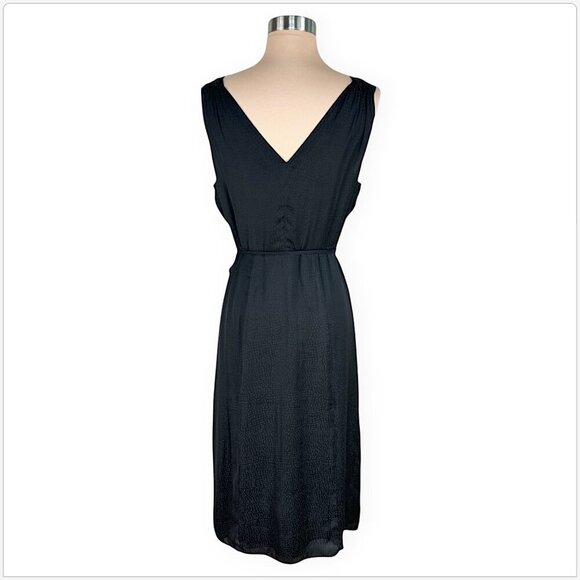 Paige Black Cerisa Matte Satin Dot Pattern Print Sleeveless Silky Wrap Dress S - Picture 7 of 8